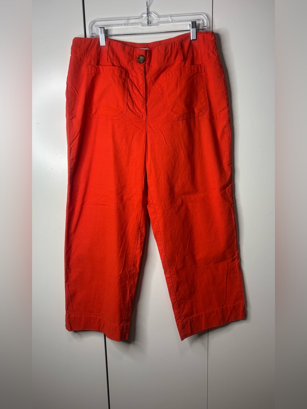 Nicole Miller Cropped Wide-Leg Pants in Rust Orange - Picture 4 of 9